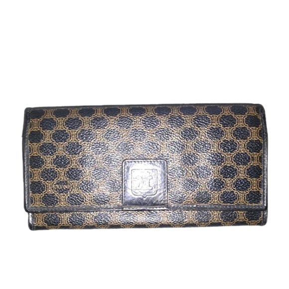 EUC - Celine Black and Gold Triomphe Patterned Long Wallet - Picture 1 of 10